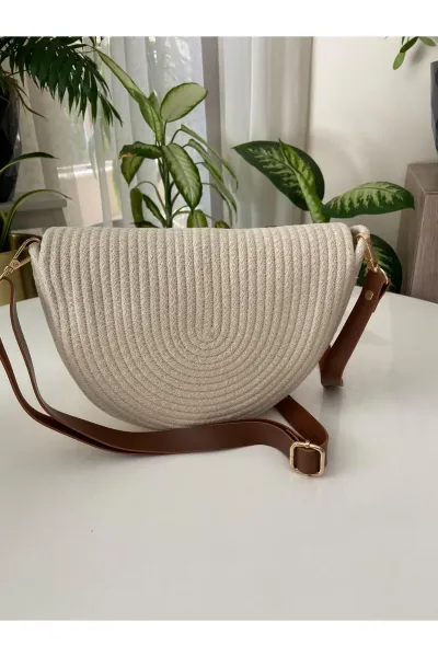 Nev Design Yarım Ay Çanta, Omuz Çantası Krem
