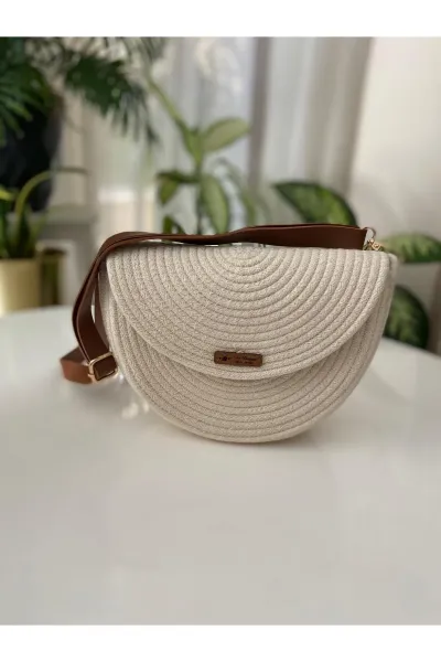 Nev Design Yarım Ay Çanta, Omuz Çantası Krem