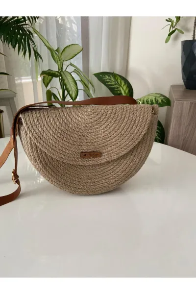Nev Design Yarım Ay Çanta, Omuz Çantası Jüt