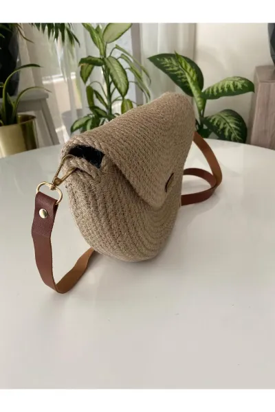 Nev Design Yarım Ay Çanta, Omuz Çantası Jüt