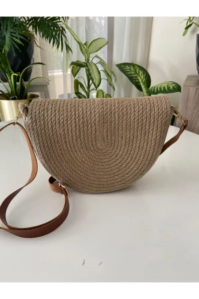 Nev Design Yarım Ay Çanta, Omuz Çantası Jüt