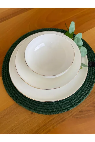 Nev Design 6'lı Supla ve Ekmek Sepeti Takımı, Amerikan Servis Yeşil