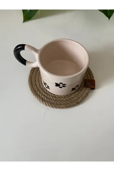 Nev Design 4'lü Bardak Altlığı, DFT Baskı, Jüt