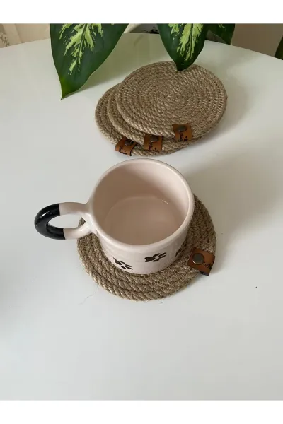 Nev Design 4'lü Bardak Altlığı, DFT Baskı, Jüt