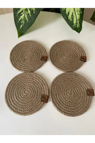 Nev Design 4'lü Bardak Altlığı, DFT Baskı, Jüt