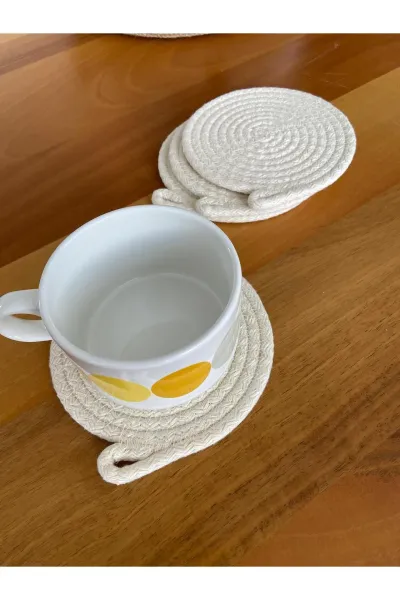 Nev Design 4'lü Bardak Altlığı, DFT Baskı, Krem