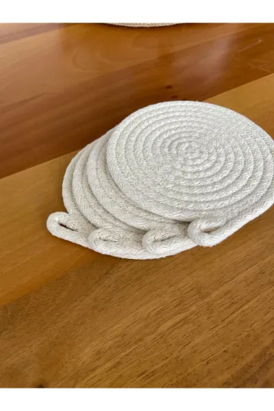 Nev Design 4'lü Bardak Altlığı, Krem