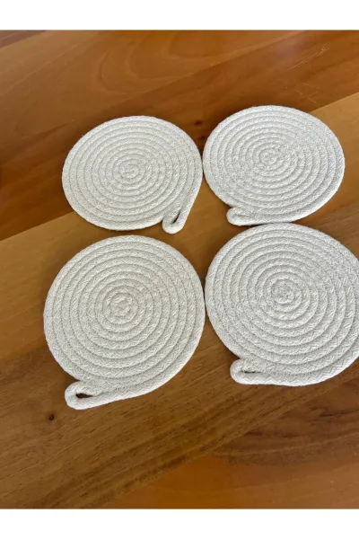 Nev Design 4'lü Bardak Altlığı, DFT Baskı, Krem