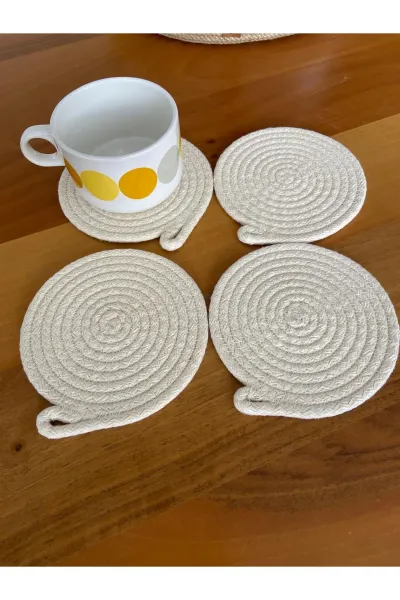 Nev Design 4'lü Bardak Altlığı, DFT Baskı, Krem
