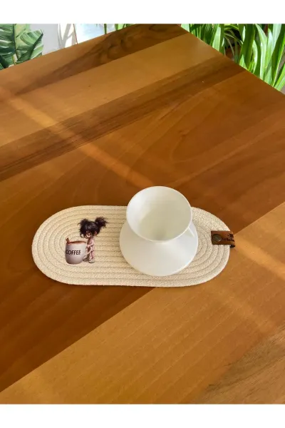 Nev Design 4'lü Bardak Altlığı, DFT Baskı, Oval