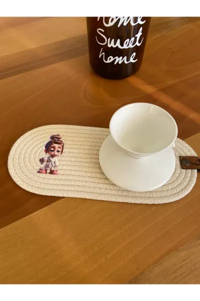 Nev Design 4'lü Bardak Altlığı, DFT Baskı, Oval