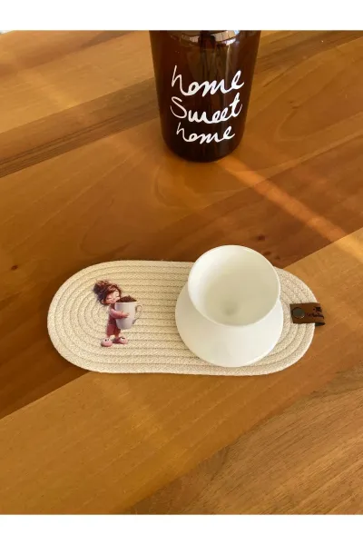 Nev Design 4'lü Bardak Altlığı, DFT Baskı, Oval