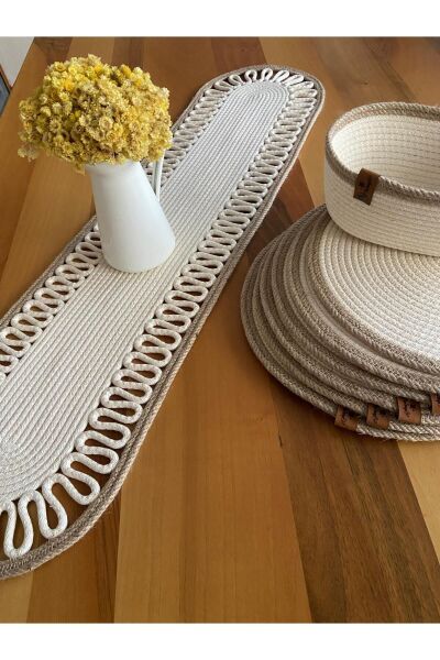 Nev Design 6'lı Supla, Runner ve Ekmek Sepeti Takımı Kırmızı