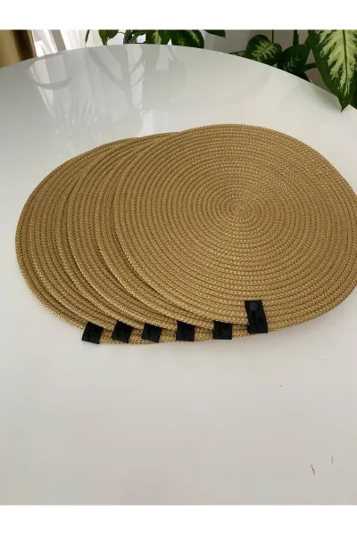 Nev Design 6 Adet Supla (Amerikan Servis), Runner ve Ekmek Sepeti Takımı, Gold