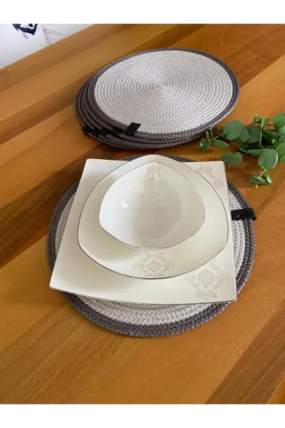 Nev Design 6'lı Supla Takımı, Amerikan Servis, Leke Tutmaz, Gümüş Gri - Antrasit