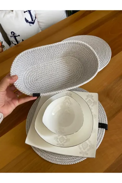 Nev Design 6'lı Supla ve Ekmek Sepeti Takımı, Amerikan Servis, Leke Tutmaz, Gümüş