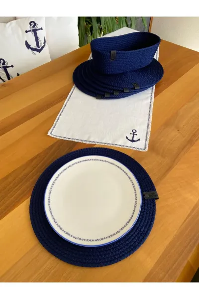Nev Design 6'lı Supla ve Ekmek Sepeti Takımı, Amerikan Servis, Leke Tutmaz, Lacivert