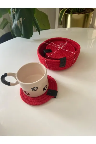 Nev Design Yılbaşı Konsept 6'lı Bardak Altlığı Seti, Kırmızı