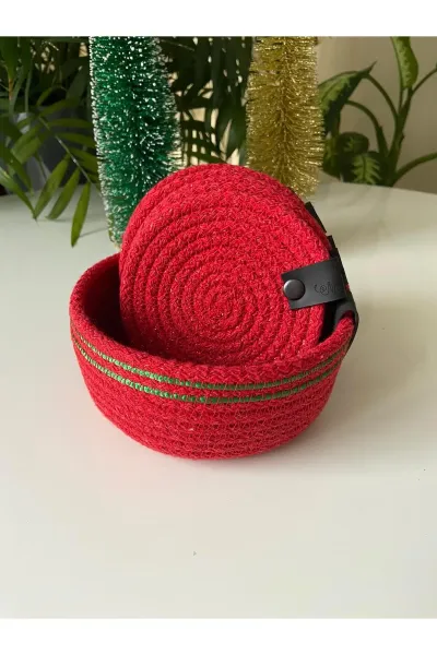 Nev Design Yılbaşı Konsept 6'lı Bardak Altlığı Seti, Kırmızı Yeşil