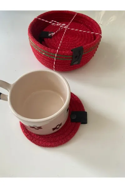Nev Design Yılbaşı Konsept 6'lı Bardak Altlığı Seti, Kırmızı Yeşil