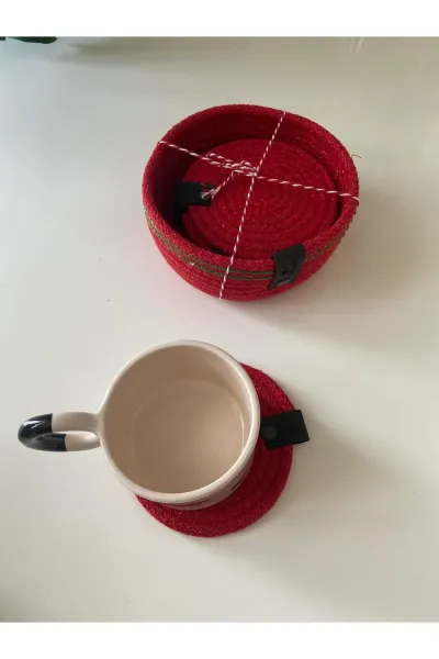Nev Design Yılbaşı Konsept 6'lı Bardak Altlığı Seti, Kırmızı Yeşil