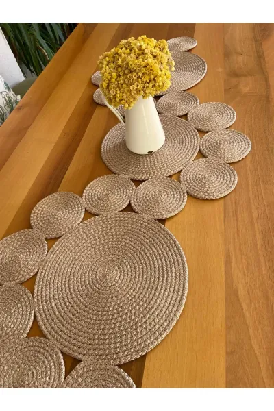 Nev Design  Runner, Masa Örtüsü, 120x40, Koyu Bej