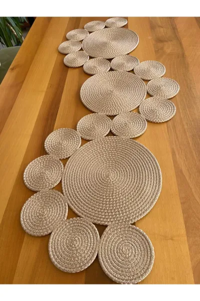 Nev Design  Runner, Masa Örtüsü, 120x40, Koyu Bej