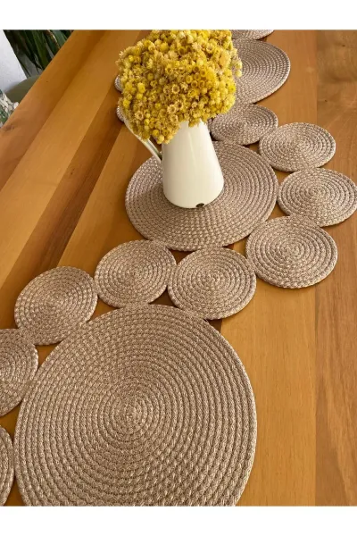 Nev Design  Runner, Masa Örtüsü, 120x40, Koyu Bej