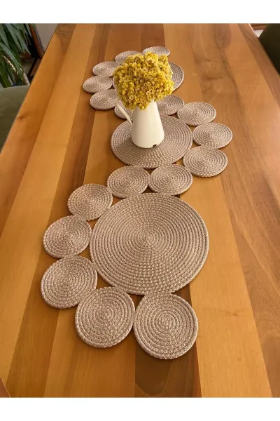 Nev Design  Runner, Masa Örtüsü, 120x40, Koyu Bej