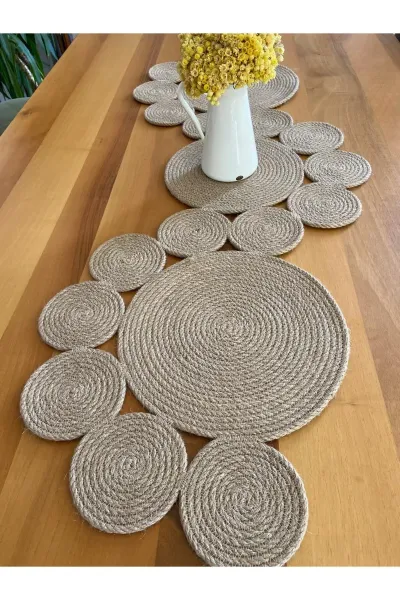 Nev Design  Runner, Masa Örtüsü, 120x40, %100 Doğal Jüt