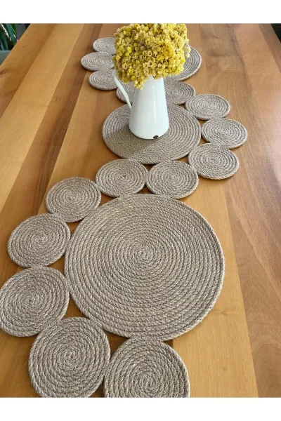 Nev Design  Runner, Masa Örtüsü, 120x40, %100 Doğal Jüt