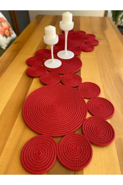 Nev Design  Runner, Masa Örtüsü, 120x40, Kırmızı