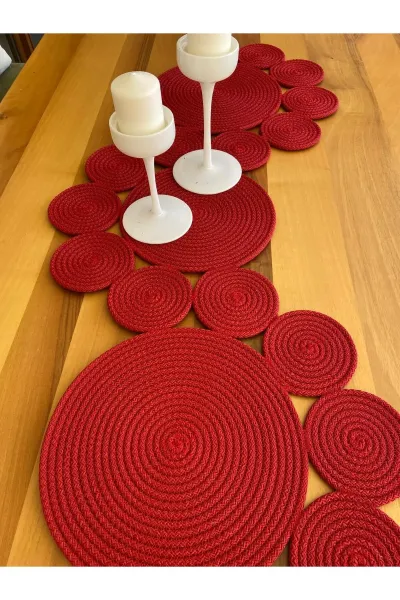 Nev Design  Runner, Masa Örtüsü, 120x40, Kırmızı