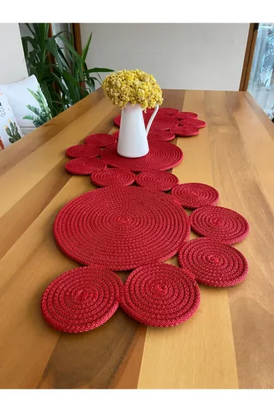 Nev Design  Runner, Masa Örtüsü, 120x40, Kırmızı