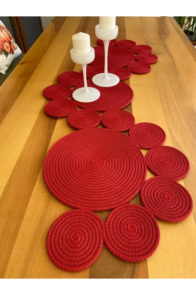 Nev Design  Runner, Masa Örtüsü, 120x40, Kırmızı