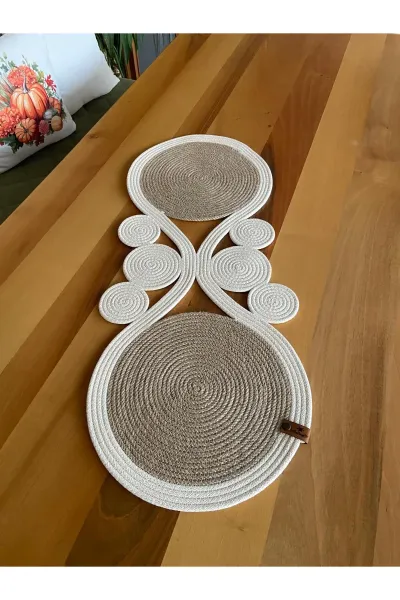 Nev Design Runner, Masa Örtüsü 85x33, Krem-Jüt