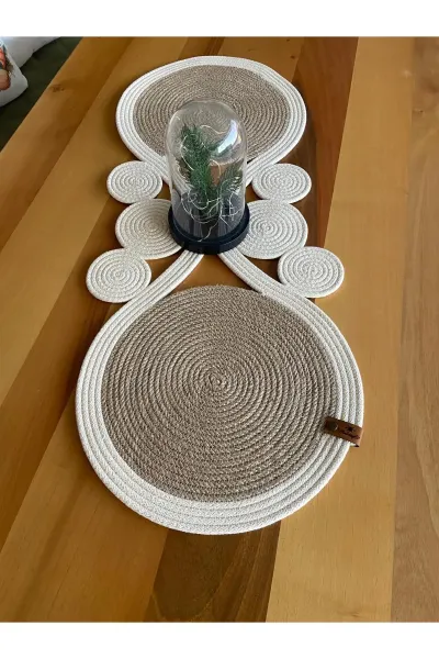 Nev Design Runner, Masa Örtüsü 85x33, Krem-Jüt