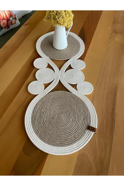 Nev Design Runner, Masa Örtüsü 85x33, Krem-Jüt