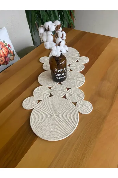 Nev Design  Runner, Masa Örtüsü 80x40, Ekru