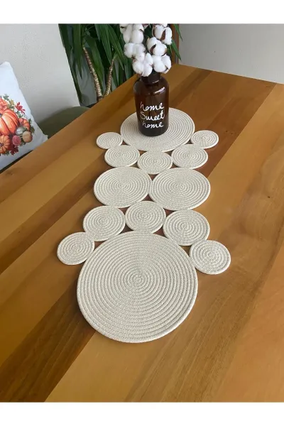 Nev Design  Runner, Masa Örtüsü 80x40, Ekru
