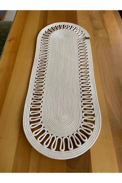 Nev Design Oval Runner, Masa Örtüsü 100x40, Krem