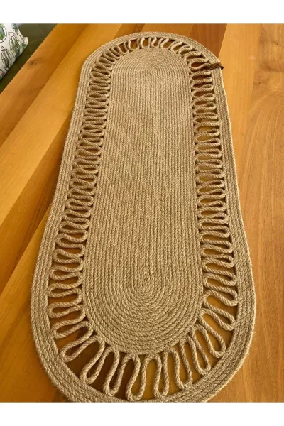Nev Design Oval Runner, Masa Örtüsü 100x40, %100 Doğal Jüt