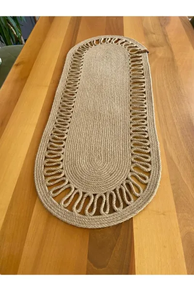 Nev Design Oval Runner, Masa Örtüsü 100x40, %100 Doğal Jüt