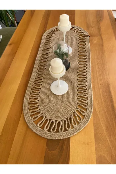 Nev Design Oval Runner, Masa Örtüsü 100x40, %100 Doğal Jüt