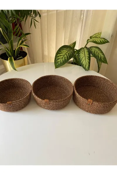 Nev Design Çok Amaçlı 3'lü Sepet, Düzenleyici, Polyester, Kahverengi