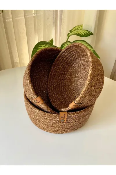 Nev Design Çok Amaçlı 3'lü Sepet, Düzenleyici, Polyester, Kahverengi