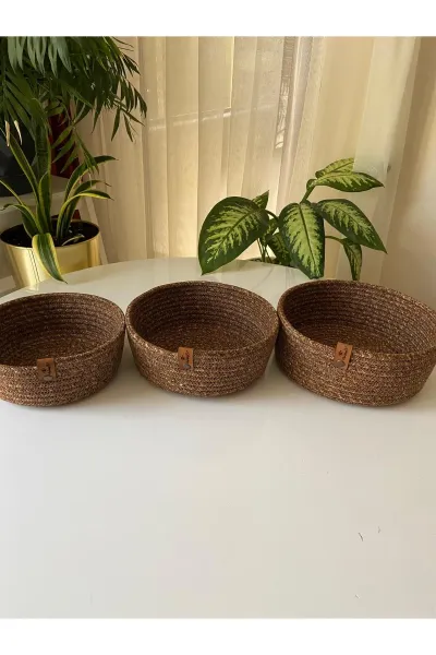 Nev Design Çok Amaçlı 3'lü Sepet, Düzenleyici, Polyester, Kahverengi