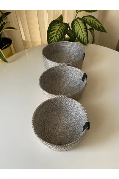 Nev Design Çok Amaçlı 3'lü Sepet, Düzenleyici, Polyester, Gri