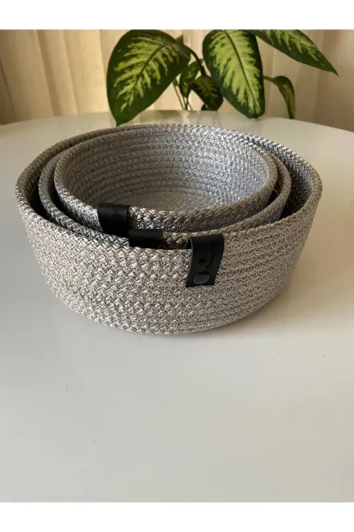 Nev Design Çok Amaçlı 3'lü Sepet, Düzenleyici, Polyester, Gri