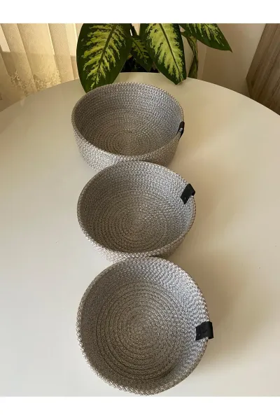 Nev Design Çok Amaçlı 3'lü Sepet, Düzenleyici, Polyester, Gri